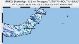 Gempa M 5,7 Guncang Bolaang Mongondow Timur, BMKG: Tidak Berpotensi Tsunami (Foto:SuaraSulsel.id/ANTARA/HO-BMKG)