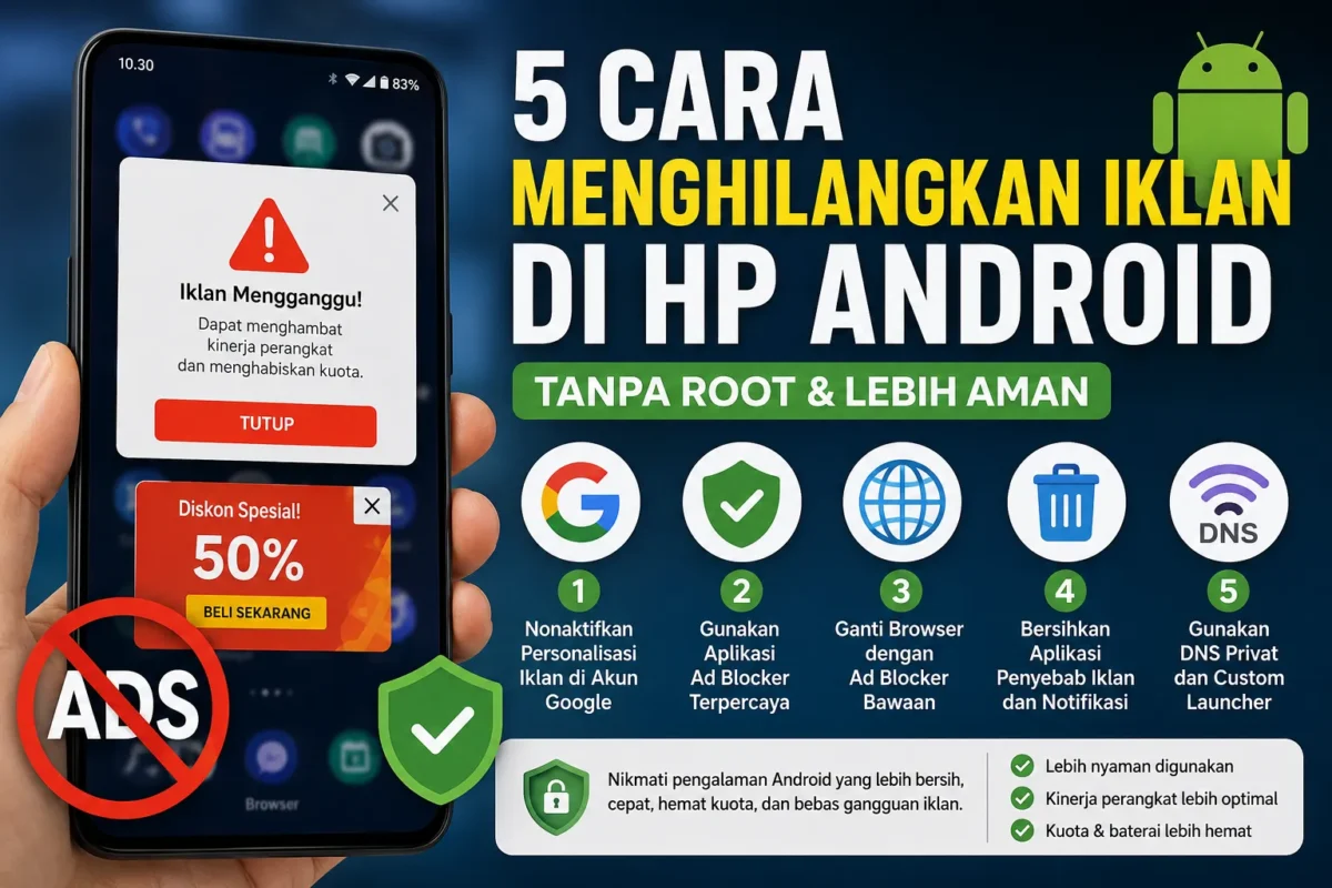 5 Cara Menghilangkan Iklan di HP Android Tanpa Root (Foto:Ilustrasi AI)