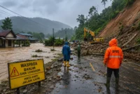 Banjir dan Longsor Terjang Gayo Lues-Aceh Tengah, Akses Jalan Terganggu (Foto: Iluistrasi AI)
