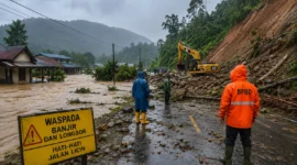 Banjir dan Longsor Terjang Gayo Lues-Aceh Tengah, Akses Jalan Terganggu (Foto: Iluistrasi AI)