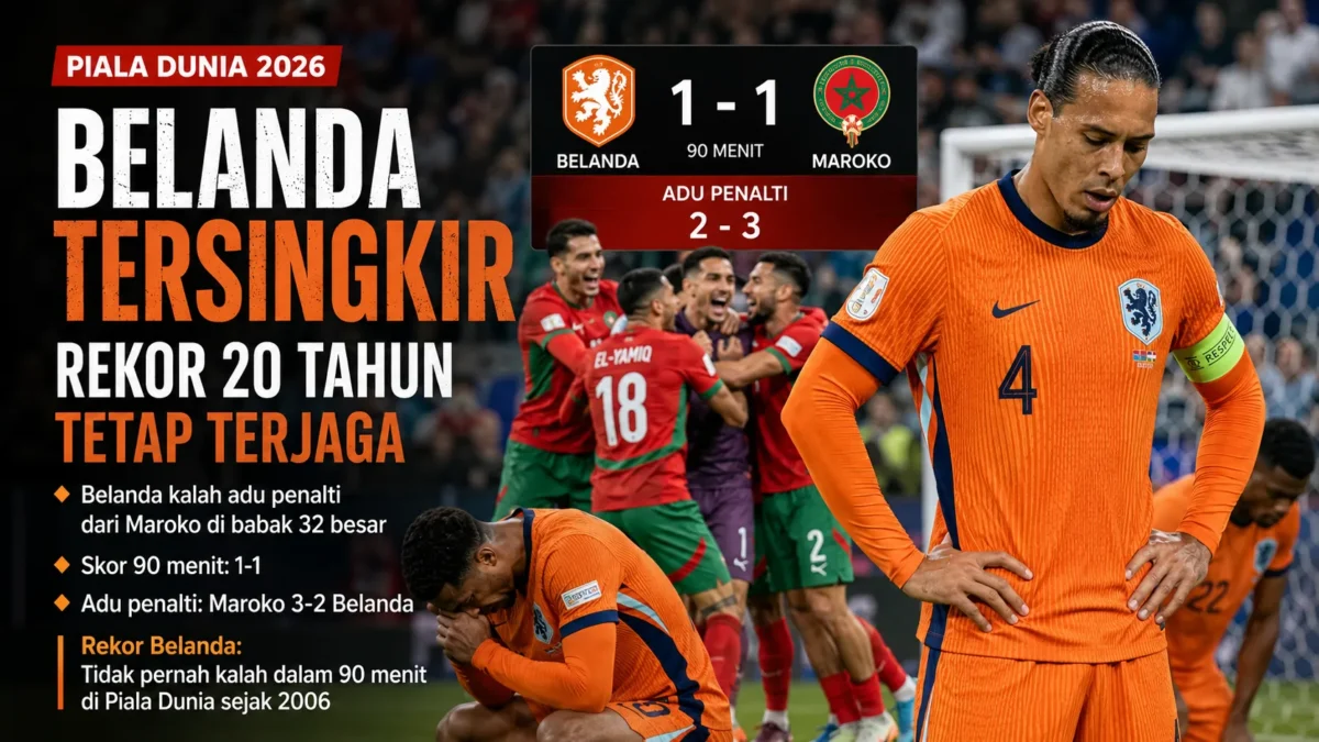 Belanda Tersingkir dari Piala Dunia 2026, Rekor 20 Tahun Tetap Terjaga (Foto : Ilustrasi Ai )