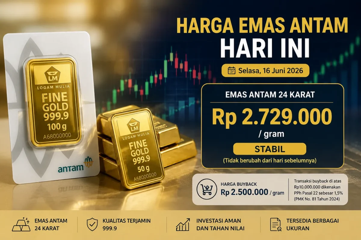 Harga Emas Antam 24 Karat Tak Bergerak, Buyback Tetap Rp 2,5 Juta (Foto: Ilustrasi Ai)