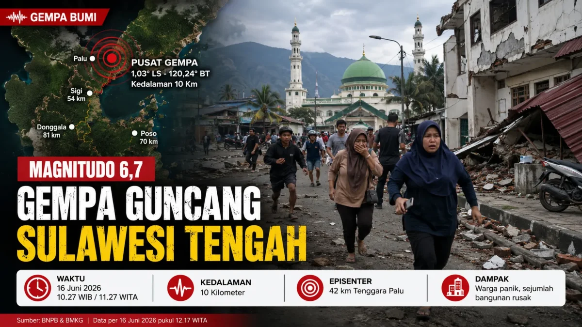 BNPB: Gempa M 6,7 di Sulteng Diikuti 13 Gempa Susulan (Foto : Ilustrasi AI)