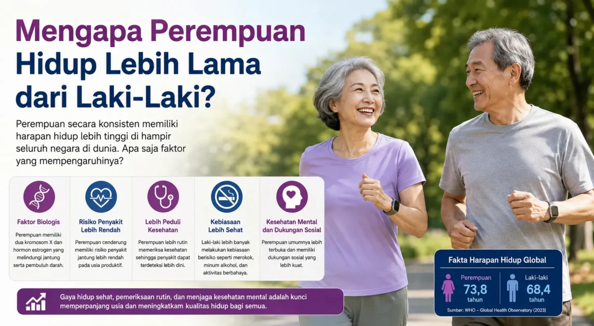Faktor Biologis dan Gaya Hidup yg Membuat Perempuan Berumur Panjang ( Ilustrasi Ai )