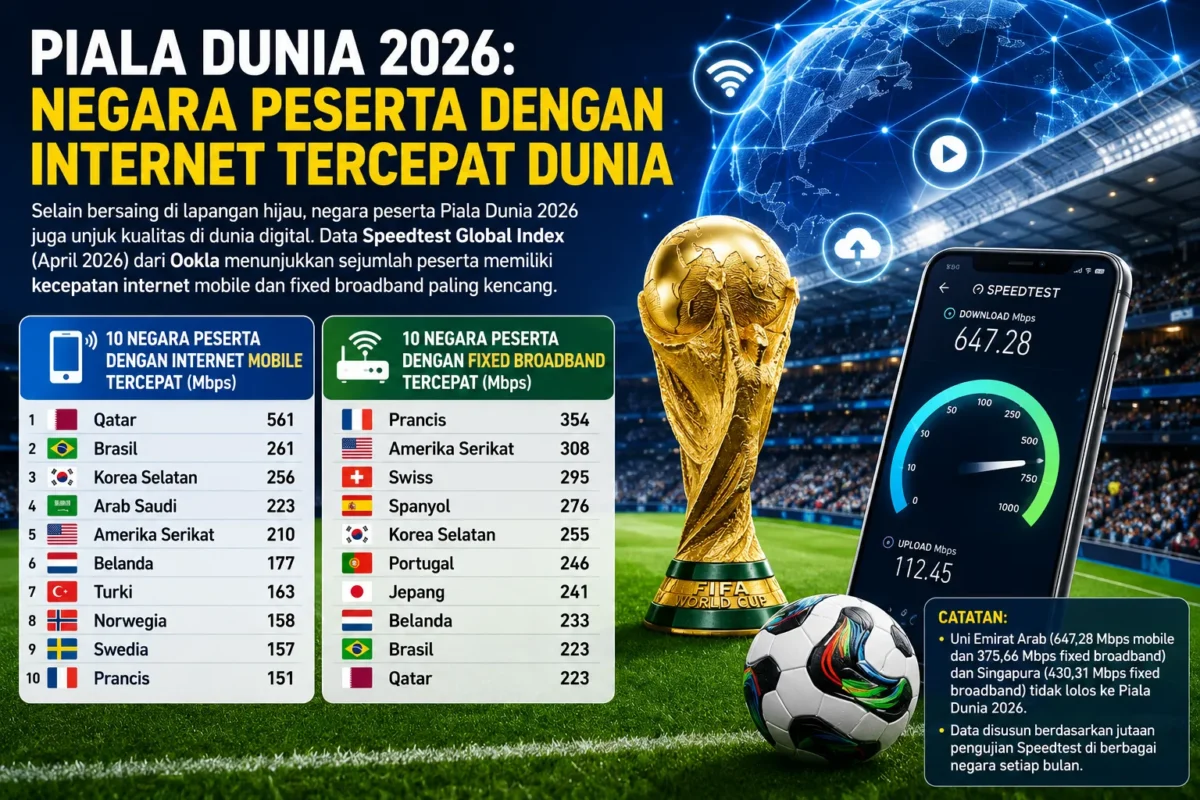 Deretan negara peserta dengan internet tercepat di dunia (Foto: Ilustrasi AI dengarkabar)
