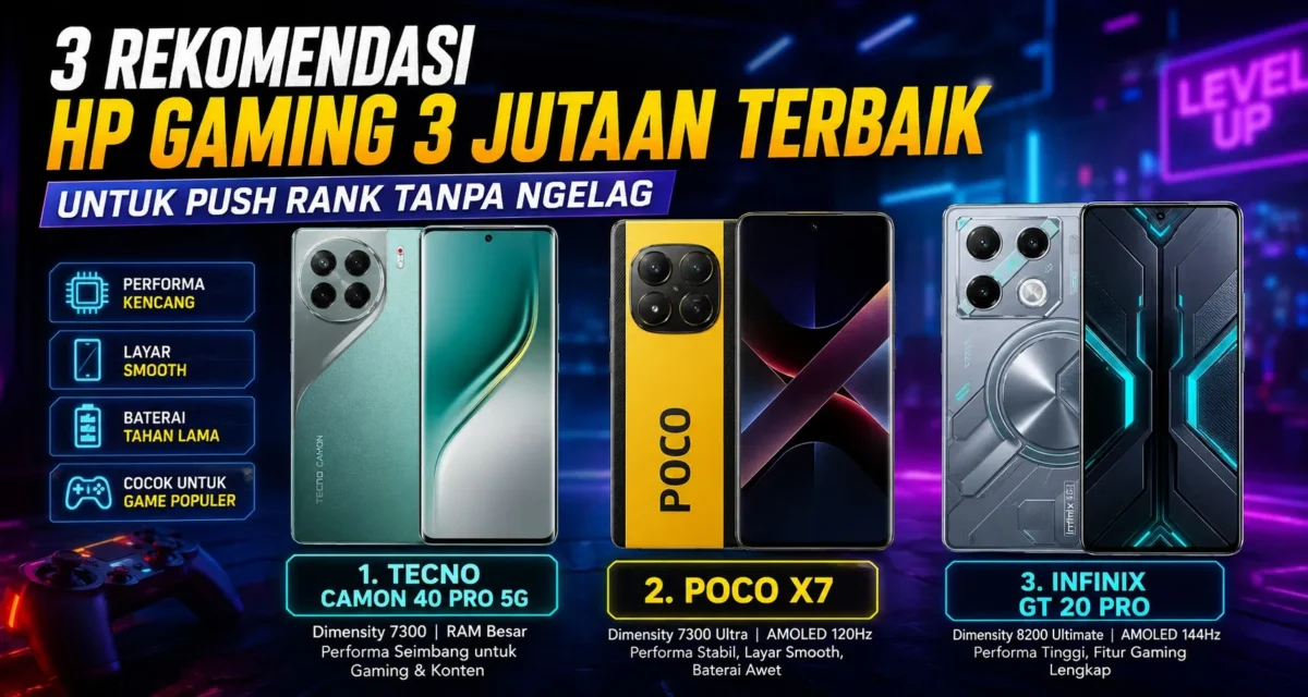 3 Rekomendasi HP Gaming 3 Jutaan Terbaik untuk Push Rank Tanpa Ngelag (Foto: Ilustrasi AI Dengarkabar)