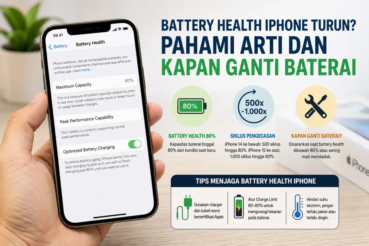 Battery Health iPhone Turun? Ini Arti Sebenarnya dan Waktu yang Tepat Mengganti Baterai (Foto: ilustrasi AI)