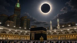 Gerhana Matahari Total 2027 Bakal Gelapkan Makkah Selama Lima Menit (Foto: Ilustrasi AI)