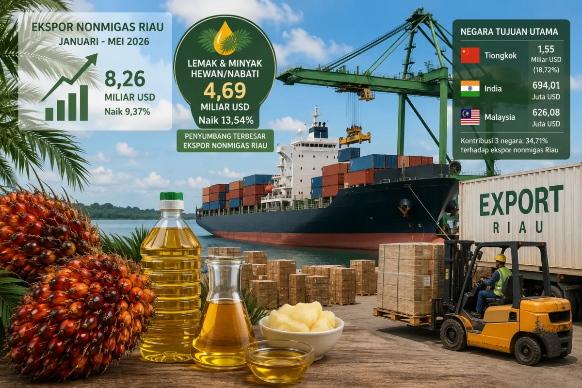 Ekspor Kelapa Sawit Riau Jadi Penopang Utama Kinerja Perdagangan Luar Negeri (Foto: Ilustrasi Ai )