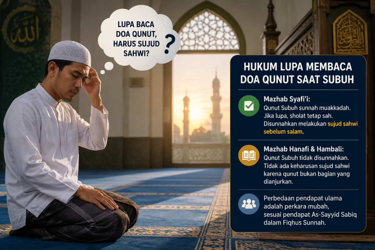 Lupa Membaca Doa Qunut Saat Sholat Subuh, Apakah Harus Sujud Sahwi? (Foto: Ilustrasi AI)