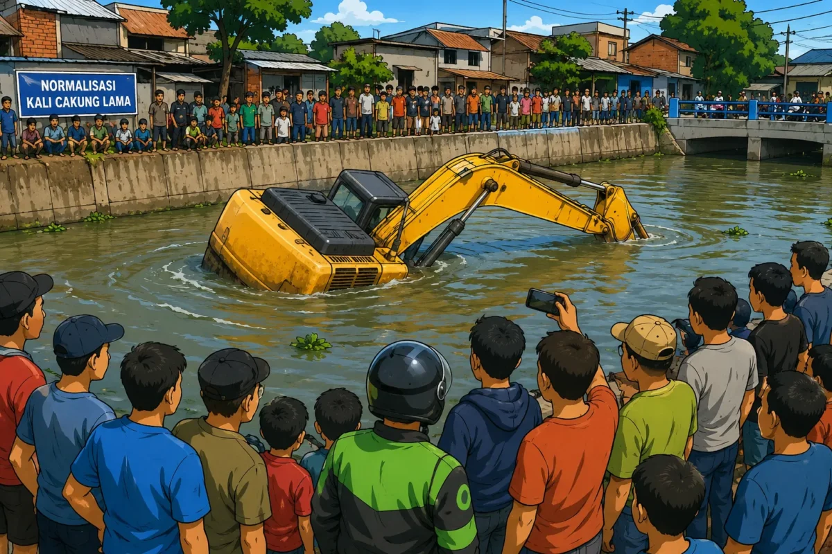Video Viral Ekskavator Terjebak di Kali Cakung Lama, Ini Penjelasan Dinas SDA DKI (Foto: Ilustrasi Ai)