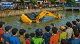 Video Viral Ekskavator Terjebak di Kali Cakung Lama, Ini Penjelasan Dinas SDA DKI (Foto: Ilustrasi Ai)