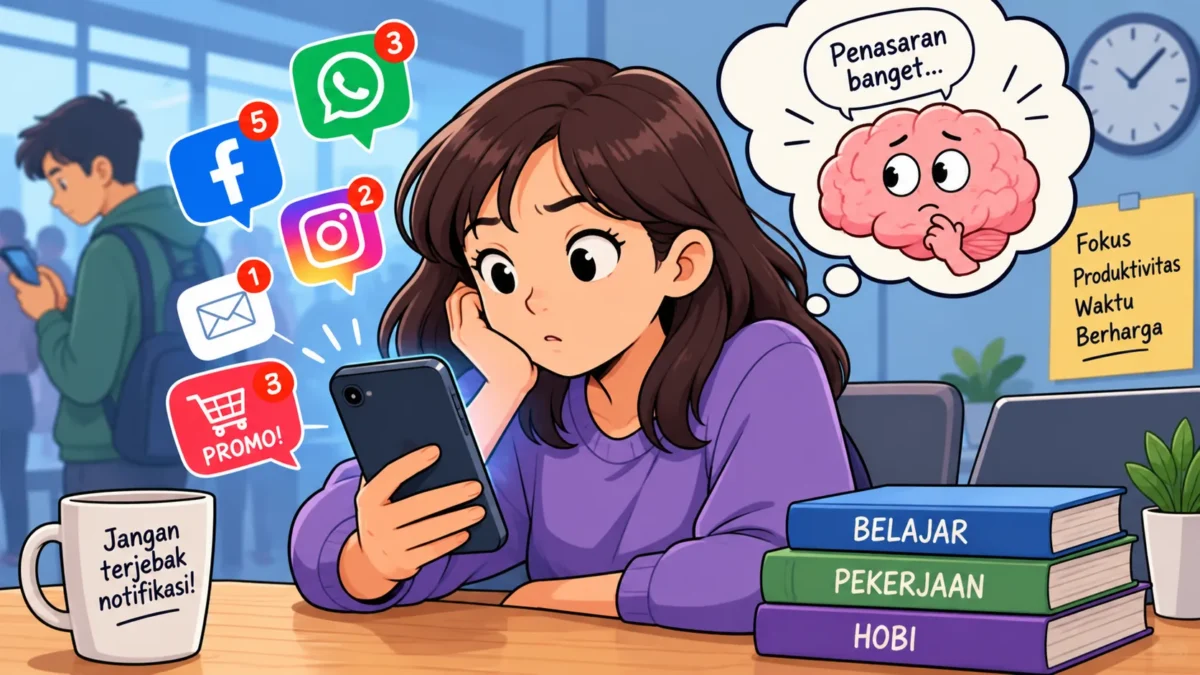 Mengapa Kita Sulit Berhenti Cek Notifikasi Ponsel? (Foto: Ilustrasi Ai)