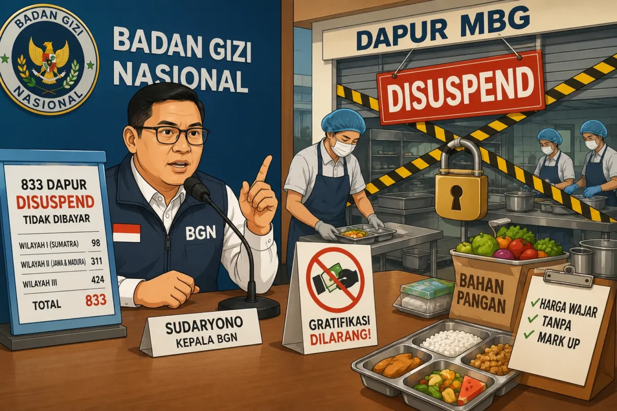 BGN Suspend 833 Dapur MBG, Pelanggar Tak Lagi Dibayar (Foto : Ilustrasi AI)