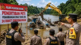 Polres Kuansing Musnahkan 24 Rakit Tambang Emas Ilegal (Foto: Ilustrasi Ai)