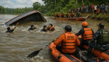 Perahu Mahasiswa KKN Terbalik di Sungai Rawas, Satu Hilang (Foto : Ilustrasi Ai )