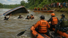 Perahu Mahasiswa KKN Terbalik di Sungai Rawas, Satu Hilang (Foto : Ilustrasi Ai )