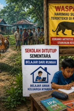 Harimau Sumatera Masuk Permukiman, Sekolah di Inhil Ditutup